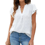 Sleeve Casual V-neck Summer Blouse Ladies Tops Fashion Women Outfits Chiffon Shirt Casual Loose Clothing Elegant New