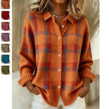 New Autumn Casual Button Collar Loose Straight Knitted Long Sweater