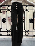Celmia Elegant Wide Leg Pants 2022 Fashion Women High Waist Buttons Long Trousers Casual Streetwear Solid Party Pantalon