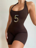Summer Bodycon Jumpsuits Women 2022 Sleeveless One Piece Outfit Rompers Womens Jumpsuits Halter Black Romper