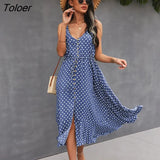 2023 Summer Women Dress Buttons Cotton Midi Sundress Boho Beach Sexy Backless Slip Adjustable Waist Sleeveless