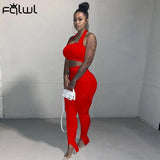 Women Streetwear Bodycon Halter Crop Top And Sweatpants Matching Sets 2 Two Piece Set Ladies Outfit 2021 Female