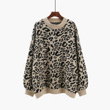 Autumn Winter New Long Sleeve Turtleneck Leopard Print Blouse Korean StyleTop Pullover Pulls Thick Knitted Women