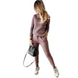 Winter 2022 Turtleneck Sweater Pants Knitted Suit 2 Pieces Set Fashion Casual Pullover Trousers Suits Women