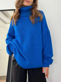 Sweaters Turtleneck Women Autumn Winter Knit Pullover Loose Blue Thick Winter Basic Turtleneck Women Sweaters