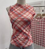 Mesh Vest Retro Design Slim Slimming Sleeveless T-Shirt Short Top
