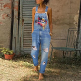 Rompers Fashion Denim Bib Pants Sexy Long Rompers Bib Pants Jumpsuits Summer Wide Leg Jeans Overalls Ladies
