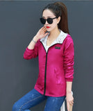 Autumn Fashion women Bomber women Jacket Pocket Zipper Hooded Two Side Wear Outwear Loose Plus Size Windbreaker