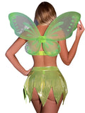 Women Fairy Costume Dresses Shiny Deep V-neck Tube Tops Mini Forest Princess Skirts Cosplay Clubwear with Wings Party-Outfit