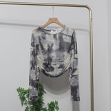 With A Thin-Dyed Sexy Mesh Long-Sleeved Sunscreen T-Shirt With A Short Top
