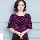 Spring and Summer New Women's Striped Office Lady Style Short Sleeve Blouse Plus Size 4XL Women Base Shirt Blusas
