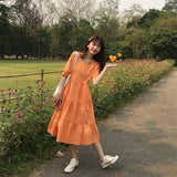 Women Loose Female Summer Kawaii Fashion Korean Style Sweet All-match Round Neck Ulzzang Mujer Ropa Vestidos Pure