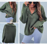 V-Neck Turndown Collar Regular Pullover