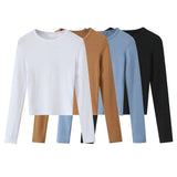 Round Collar Stitching Long Sleeve Bottom Shirt Women Autumn And Winter New Slimming Inside T-Shirt
