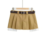 New Spicy Girls Work Dress Short Skirt Fashion College Hairy Edge Pleated Skirt Sexy A-Shaped Skirt-Outfit