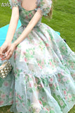 Floral Evening Midi Maxi Dresses for Women Elegant Casual Party Prom Green Holiday Princess Fairy Long Dress Summer