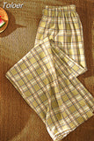 Waist Women Plaid Pants Summer Fashion Loose Wide Leg Pants Y2K Casual Female All Match Straight Trousers Korean