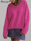 Women's Sweater Oversize Pullover 2022 Winter V Neck Thick Warm Sweaters Womens Pullover Loose Sweaters For Women