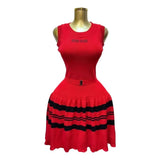 Women's Small Scented Striped U-Neck Cake Ponve-Free Sleeveless Knitted