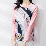 style Women's shirts Casual silk Tshirt Tops T Shirt Basic bottoming shirts Ladies o-neck Long Sleeve Tee
