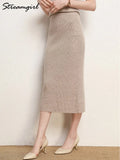 Long Skirts For Women Winter Vintage Elastic Split Skirts Womens 2022 Warm High Waist Pencil Skirts For Office
