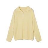 WOTWOY Autumn Winter Thickening Knitted Sweater Women Casual Zipper Polo Collar Loose Knitted Pullovers Female White Jumper
