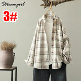 Women's Plaid Woolen Shirt Oversize Autumn 2022 Thick Warm Plaid Blouses And Shirts Winter Oversized Women Woolen Shirt