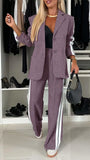 Casual Black And White Striped Suit Suit Women's