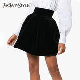 Velour Ruched Skirt For Female Casual High Waist Autumn Elegant A-Line Women's Skirts Fashion Clothing