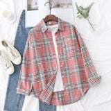 Plaid Shirt Women 2021 New Spring Autumn Womens Tops Loose Design Style Lady Casual Long Sleeve Blouse Clothes