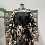 High-Suppe Lady Party Unique Trendy Prints Of Stingy-Faced Bat Long-Sleeved Long-Sleeved Long Dress