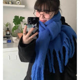 Winter Female Cashmere Plaid Scarf Women Blanket Scarves Wide Lattice Long Rainbow Shawl Wrap Warm Tippet