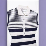 Summer Style Short Slanted Lapel Sleeveless Knit Dress 8779627-Outfit