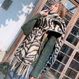 Poncho Leopard Femme Winter Blanket Scarf Warm Soft Cashmere Thicken Long Ladies Tassel Scarves Women 2022 Poncho