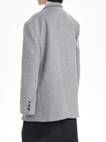 Fashion Women's Woolen Blazer Single Button Dislocation Design Silhouette Long Sleeve Suit Jackets Autumn 2023 New