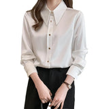 Long-Sleeved Vertiny Shirt In Autumn 2025 Female OL Commuting Leisure Thin Simple Gloss Temperament