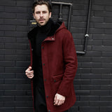 Long Jacket Fur One-Piece Velvet Jacket Multi-Grain Hooded Men's
