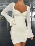 Square Vintage Mini Dress with Long