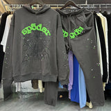 55555 Hip Hop Printed Letter Cobweb Hoodie Hoodie Couple Style Hoodie Trend-Outfit
