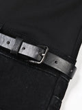 Fashion Women's Hit Color Spliced Jeans High Waist Elastic Patchwork Girding Straight Denim Pants Summer 2023 New