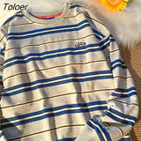 Gray Striped Sweatshirt Vintage Streetwear Womens Winter Tops 2021 New Hip Hop Teens Clothes O-neck Long Sleeve