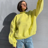 Hoodie Round Neck Black White Long Sleeve Pullover Oversized Casual Warm Sweatshirts Autumn Winter