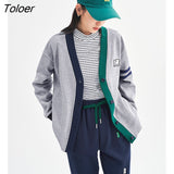 Women Thick Coat 2022 Winter Long Sleeve V Neck Loose Cardigan Retro Preppy Style Jacket Casual Warm