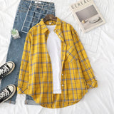 Cotton Plaid Shirt Women 2020 Autumn New Long Sleev Blouse Loose Tops and Blouses Office Style Ladies Clothes