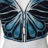 Y2k Alt Grunge Fairycore Butterfly Print Crop Top Rave Outfit Streetwear Sleeveless Shirt Summer Women 2023
