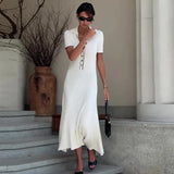 Summer New Women's Pure Color Collar Simple Long