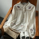 And Autumn 2025 New Fashion Print Shirt Women's Collar Bohemian Loose Gas
