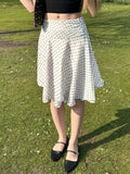 Temperament Light Ripe Wind Folds Thin Wave Point Bump Color Double Mesh Splicing Medium Long A-Word Half-Body Skirt