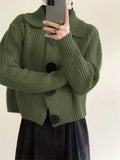 Women's Loose Korean Version Of Fashion Casual Big Collar Knitted Cardigan