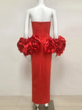 Bra Design-Sensitive Dress Woman 2025 Summer New Three-Dimensional Flowers Show Backs Long Dress